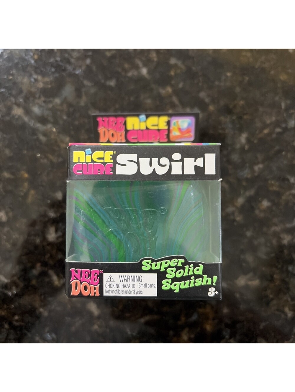 Nee Doh Nice Cube Swirl Super Solid Squish! Green Blue Clear Authentic NeeDoh